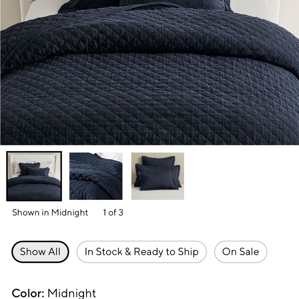 Belgian Flax Linen Diamond Quilt & Euro Sham (2)